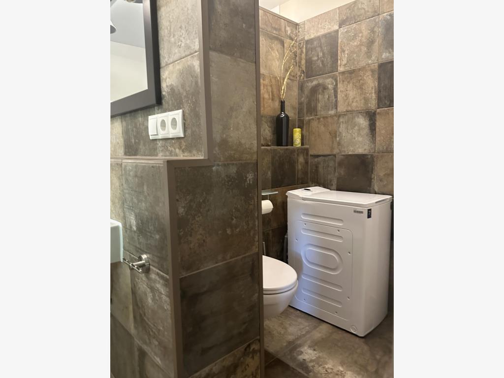 Toilette und Waschmaschine - Urlaub am Rhein in Ferienwohnung Farmhouse in Altes Forsthaus Boppard, Kreuzberg 2, 56154 Boppard
